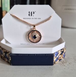 Elegant Rose Gold Necklace with Blue Accent